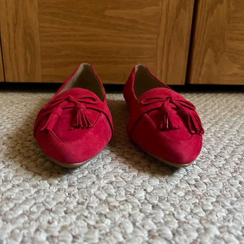 TALBOTS - Francesca Suede Driving Flats -- Red Pop -- NEW, no Box - Picture 6 of 11
